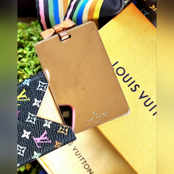 LOUIS VUITTON Black Multicolor LV Logo Mirror Credit Card Hotel Key Holder Case - Picture 10 of 16